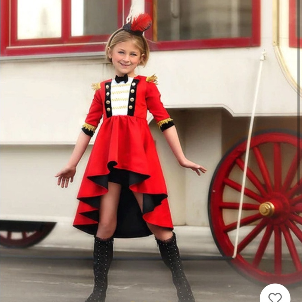 Trish Scully - Girls Ruby Red Ringmaster Costume with Black Bloomers (Size 6)